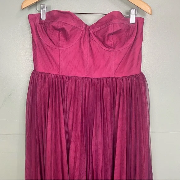 Anthropologie Hutch Calloway Strapless Bustier Tulle Maxi Dress Purple Red Sz 12 - Picture 4 of 8